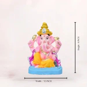 6 Inch Eco Friendly Shadu Mati Vishwanetra Ganpati Idol