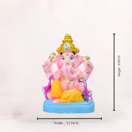 6 Inch Eco Friendly Shadu Mati Vishwanetra Ganpati Idol
