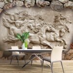 Livin'luxe 3D Horse Relief Wall Mural,