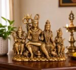 100% Pure Brass Shiv Parivar Murti 11 cm Lord Shiva Parvati Ganesha and Kartikeya Idol