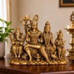 100% Pure Brass Shiv Parivar Murti 11 cm Lord Shiva Parvati Ganesha and Kartikeya Idol