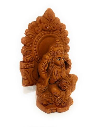 Handmade 15cm eco friendly terracotta Mata Laxmi ji idol for home office Diwali puja