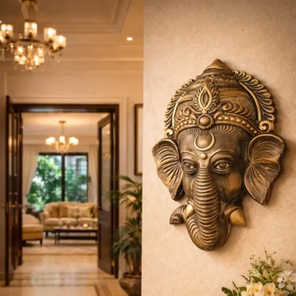 16-Inch Handcrafted Terracotta Ganesha Wall Art Hanging Product Angle View