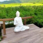2 Feet White Glossy Buddha Statue for Indoor Living Room Decor