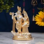 24K Gold and 999 Pure Silver Coated Radha Krishna Idol