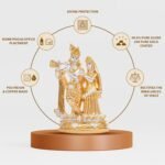 24K Gold and 999 Pure Silver Coated Radha Krishna Idol Dimension View