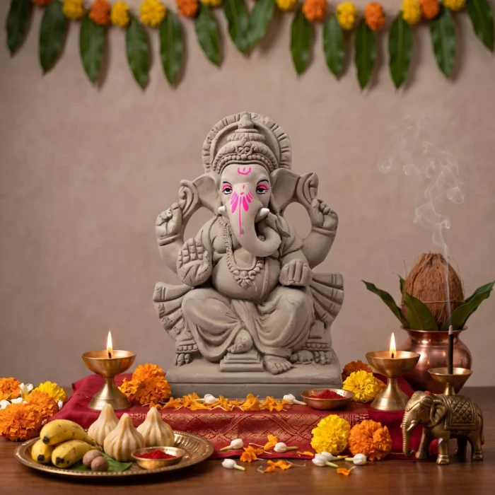 6 Inch Gandhipa Eco-Friendly Shadu Mati Ganpati Idol