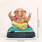 12 Inch Ambuja Light Yellow Eco Friendly Shadu Mati Ganesh Idol