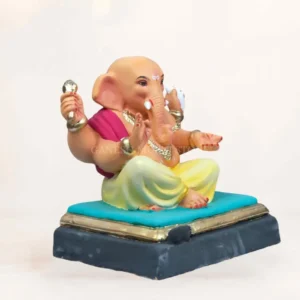12 Inch Ambuja Light Yellow Eco Friendly Shadu Mati Ganesh Idol