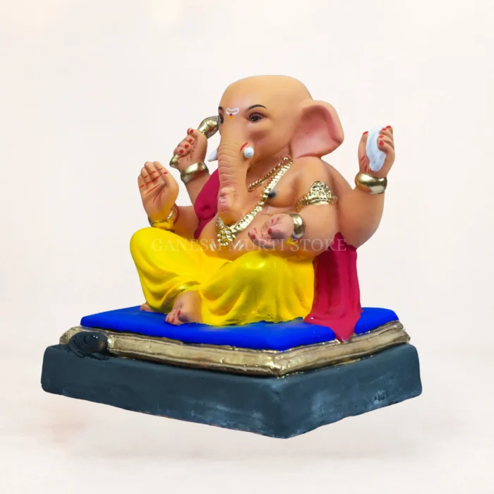 12 Inch Ambuja Light Yellow Eco Friendly Shadu Mati Ganesh Idol