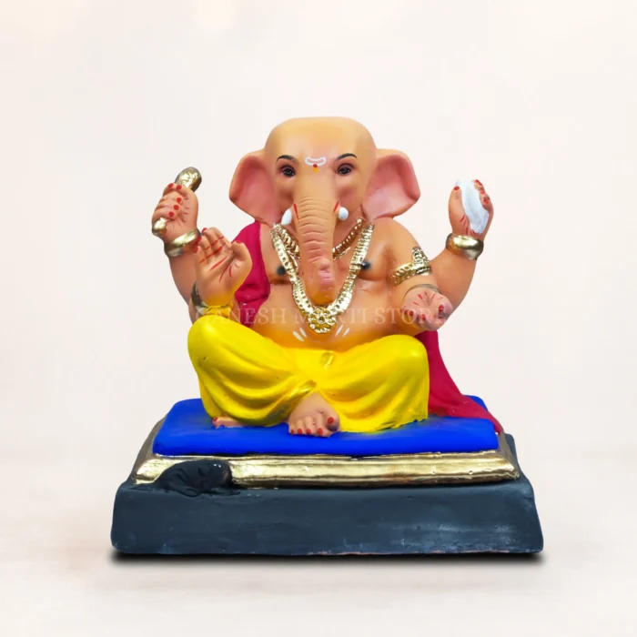 Ambuja Light Yellow KP 12 Inch Eco Friendly Shadu Mati Ganesh Idol