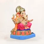 Size dimensions of 15 inch eco friendly Shadu Mati Ashtavinayak Ganpati idol with pink dhoti