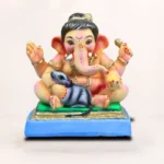 Handcrafted Baal Ganesh Mushak 12 inch eco-friendly pink dhooti clay idol for Ganesh Chaturthi home pooja