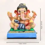 Handcrafted 12 inch Baal Ganesh clay idol with Mushak wearing pink dhooti for eco-friendly Ganesh Chaturthi pooja
