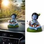 Feature breakdown chart of Bal Roop Lord Krishna idol with cow clay figurine
