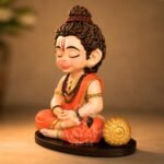 Side profile view of Balveer Hanuman Ji clay idol highlighting detailed features and Gada