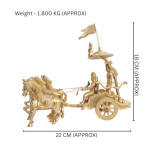 Brass Chariot with Lord Krishna Arjuna and Lord Hanuman Angle View