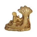 Brass Lakshmi Vishnu Idol God Goddess Statues Religious Deity Laxmi Vishnu Resting On Sheshnaag 7 Inches