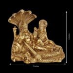 Brass Lakshmi Vishnu Idol God Goddess Statues Resting on Sheshnaag 7 Inches