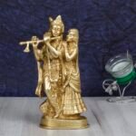 Brass Radha Krishna Statue Beautiful Divine Love Couple Sculpture 8 Inches