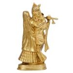 Brass Radha Krishna Statue 8 Inch Divine Love Couple Sculpture Back View