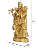 Brass Radha Krishna Statue 8 Inch Divine Love Couple Sculpture for Temple Puja and Home Decor