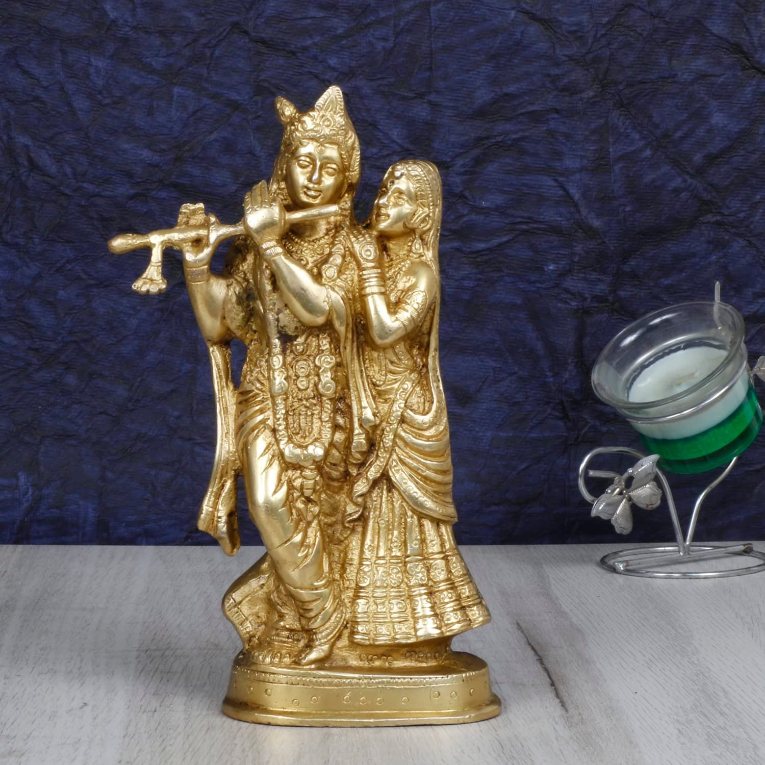 Brass Radha Krishna Statue Beautiful Divine Love Couple Sculpture Temple Puja Home Décor Gift 8 Inches Brass Radha Krishna Statue Beautiful Divine Love Couple Sculpture 8 Inches