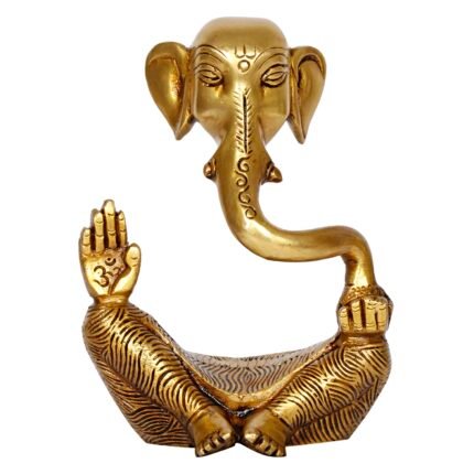 Brass Trunk Ganesha Idol 6 Inch Modern Art Ganesh Statue for Home and Office Desk Deco