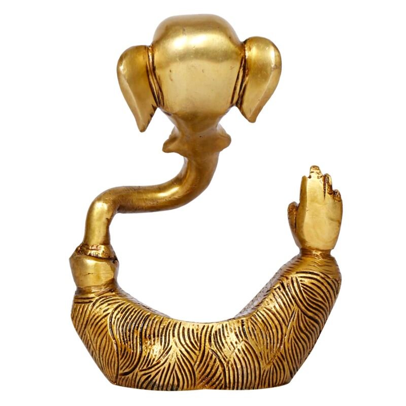 Brass Trunk Ganesha Idol 6 Inch Modern Art Ganesh Statue Back View Showpiece