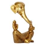Brass Trunk Ganesha Idol 6 Inch Modern Art Ganesh Statue Front View