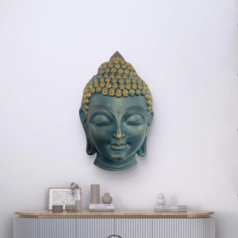Buddha Face Wall Hanging 3D Wall Art Sculpture (27.5 × 17 Inches) Buddha Face Wall Hanging 3D Wall Art Sculpture 27.5x17 Inches