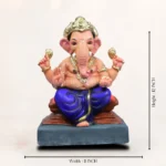 Left side profile view of 12 inch Ambuja light yellow KP eco-friendly clay Ganesh idol