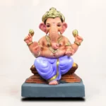 Full shot of 12 inch Ambuja light yellow KP eco-friendly Shadu Mati Ganesh idol for Ganesh Chaturthi