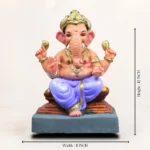 High angle view of 12 inch Ambuja light yellow KP eco-friendly clay Ganesh idol for home worship