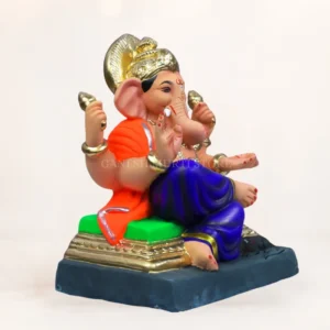 Handcrafted 12 inch Coach-N KP purple dhoti eco-friendly clay Ganesh idol for home pooja