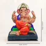 12 inch Coach-N orange dhoti eco-friendly clay Ganesh idol size scale reference with measuring tape
