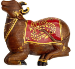 Carved Wooden Wall Pichwai Cow 8 Inch - Handcrafted Traditional Wall Art