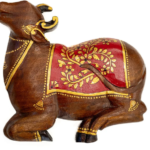 Carved Wooden Wall Pichwai Cow 8 Inch - Handcrafted Traditional Wall Art