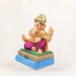 Side view of 12 inch Chaurang Light Purple KP eco-friendly clay Ganesh idol
