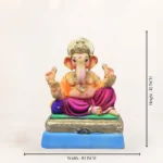 Alternate side view of 12 inch Chaurang Light Purple KP eco-friendly clay Ganesh idol