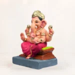 Side view showing depth details of 12 inch Chaurang Red KP eco-friendly clay Ganesh idol