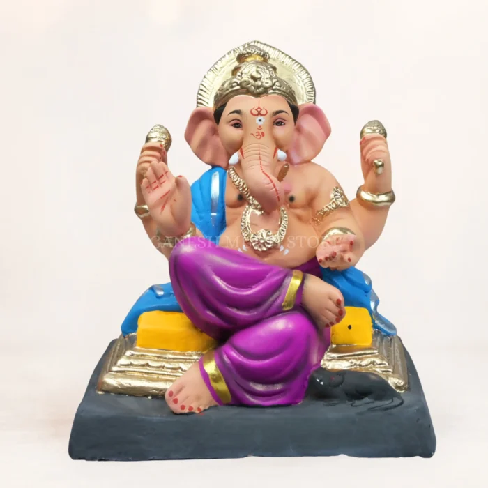 Coach-N-Dark-Purple-Dhoti-12-Inch-Eco-Friendly-Ganesh-Idol-KP-700x700 Handcrafted 12 inch Coach-N dark purple dhoti eco-friendly clay Ganesh idol for home pooja