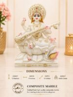 Size chart showing 12 inch height dimension for Composite Marble Goddess Saraswati Idol