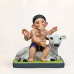 Cow Bal Blue Dhoti 15 Inch Eco-Friendly Shadu Mati Ganpati Murti