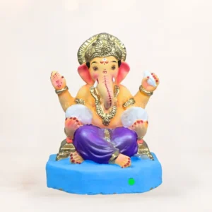 Double Modak Baal Ganesha Purple 12 Inch Eco Friendly Shadu Mati Ganpati Idol