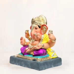 Dagdusheth 12 Inch Eco Friendly Shadu Mati Ganpati Idol Purple Dhoti