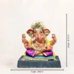 Dagdusheth Clay Ganesh Idol 12 Inch Purple Dhoti