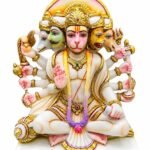 8 Inch Marble Dust Panchmukhi Hanuman Idol for Home Temple
