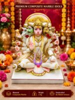 8 Inch Marble Dust Panchmukhi Hanuman Idol for Home Temple