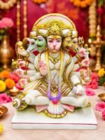 8 Inch Marble Dust Panchmukhi Hanuman Idol for Home Temple and Puja Room